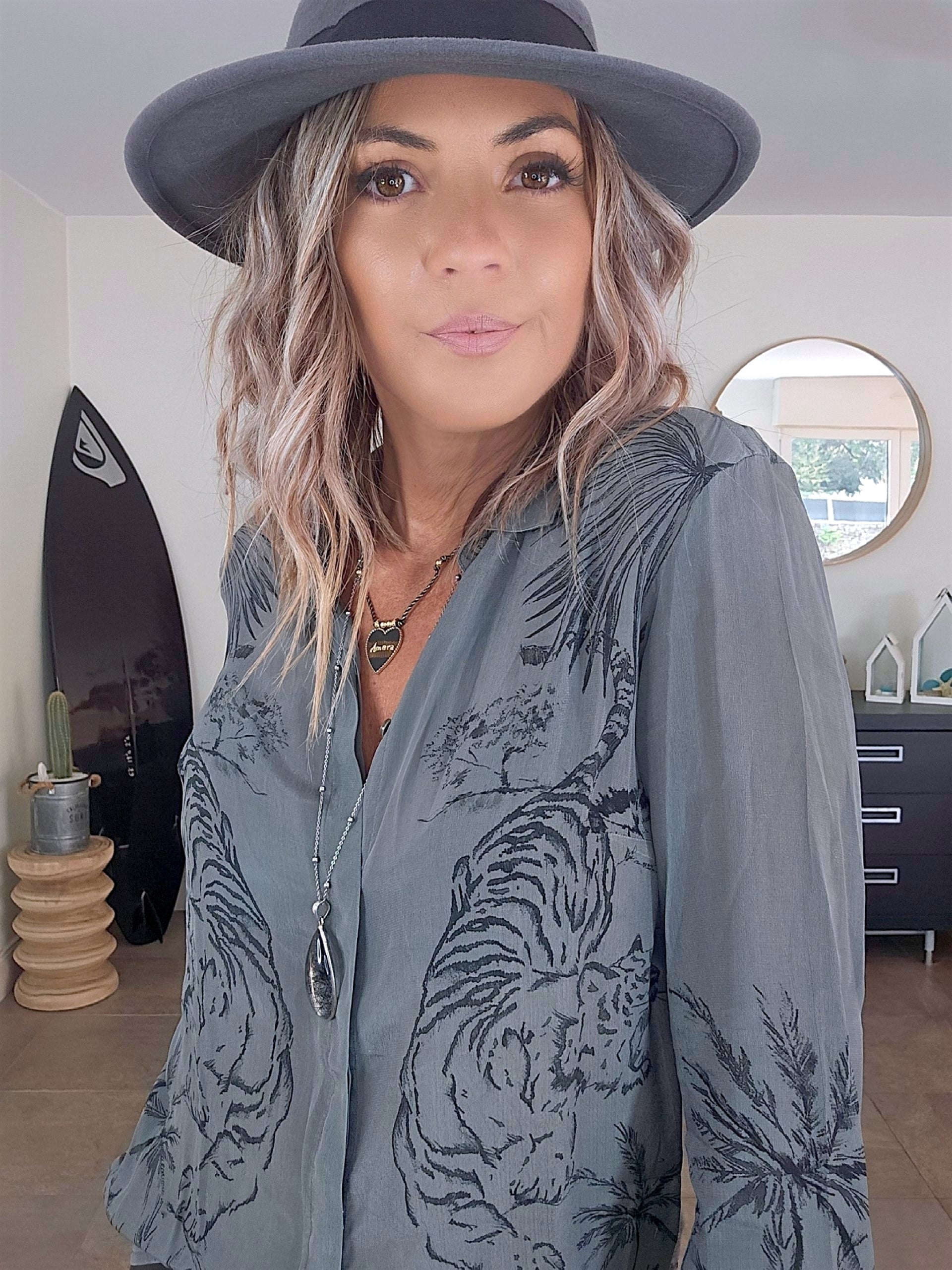 Chemise rock kaki-gris