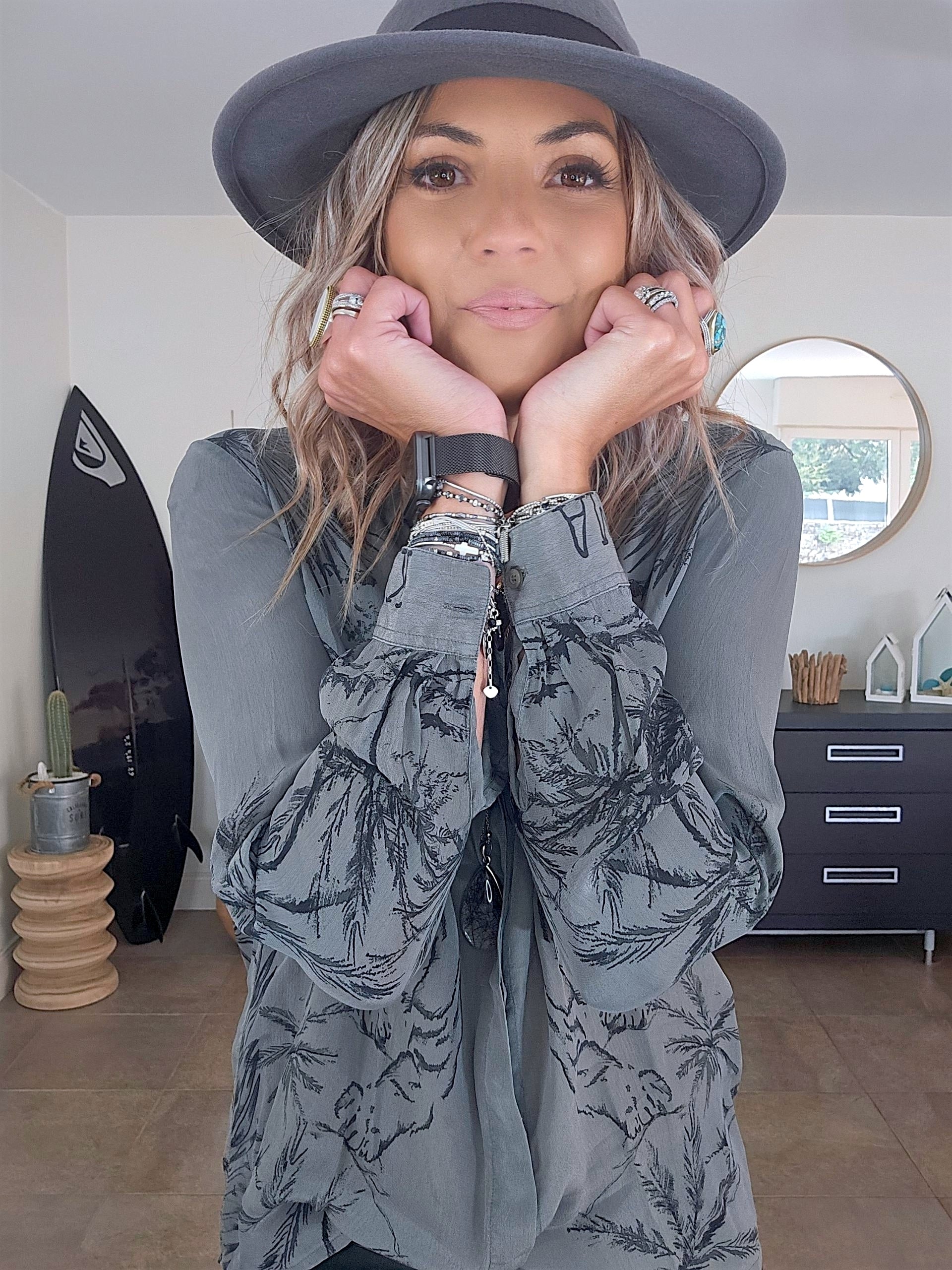 Chemise rock kaki-gris