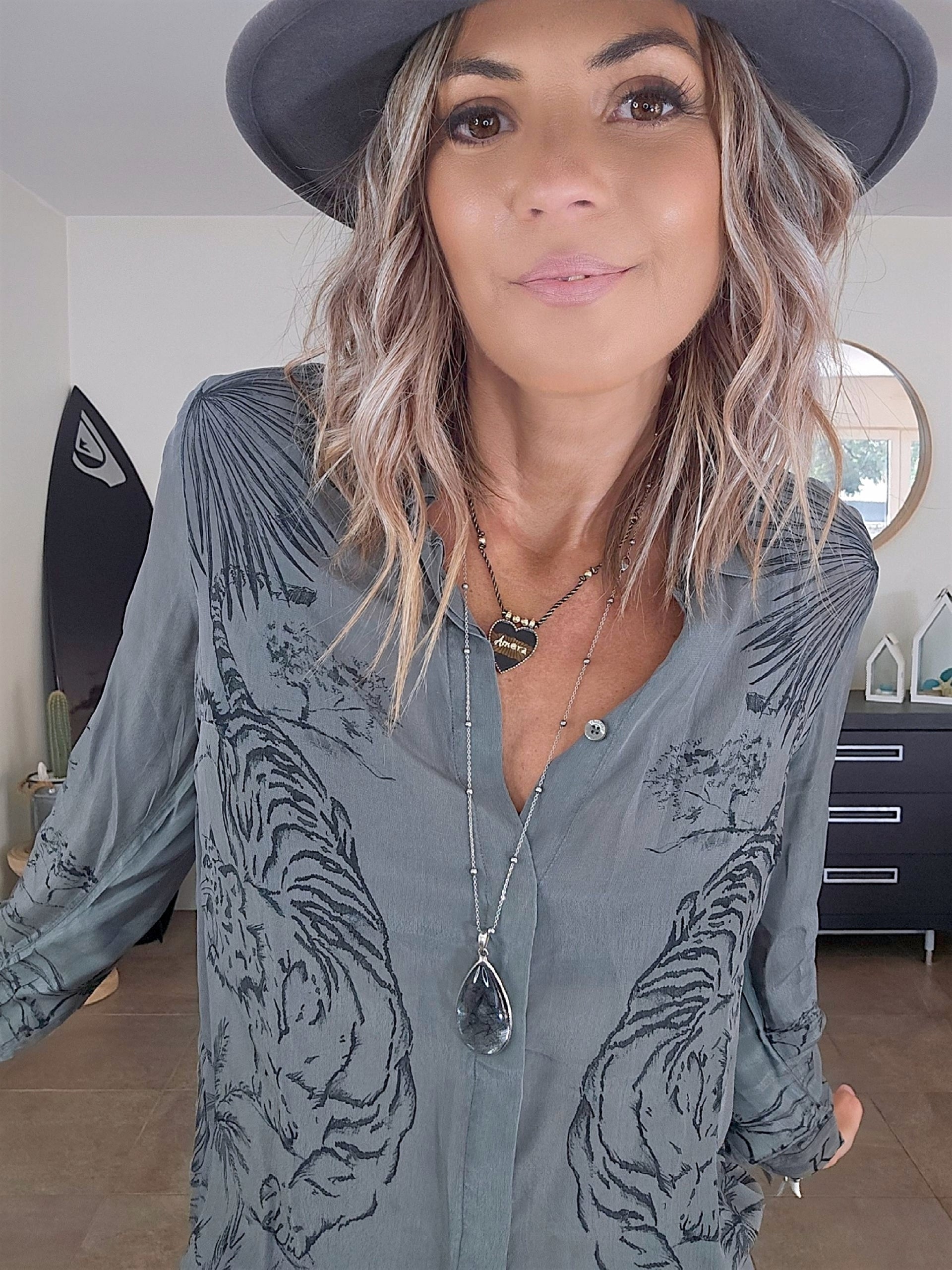 Chemise rock kaki-gris