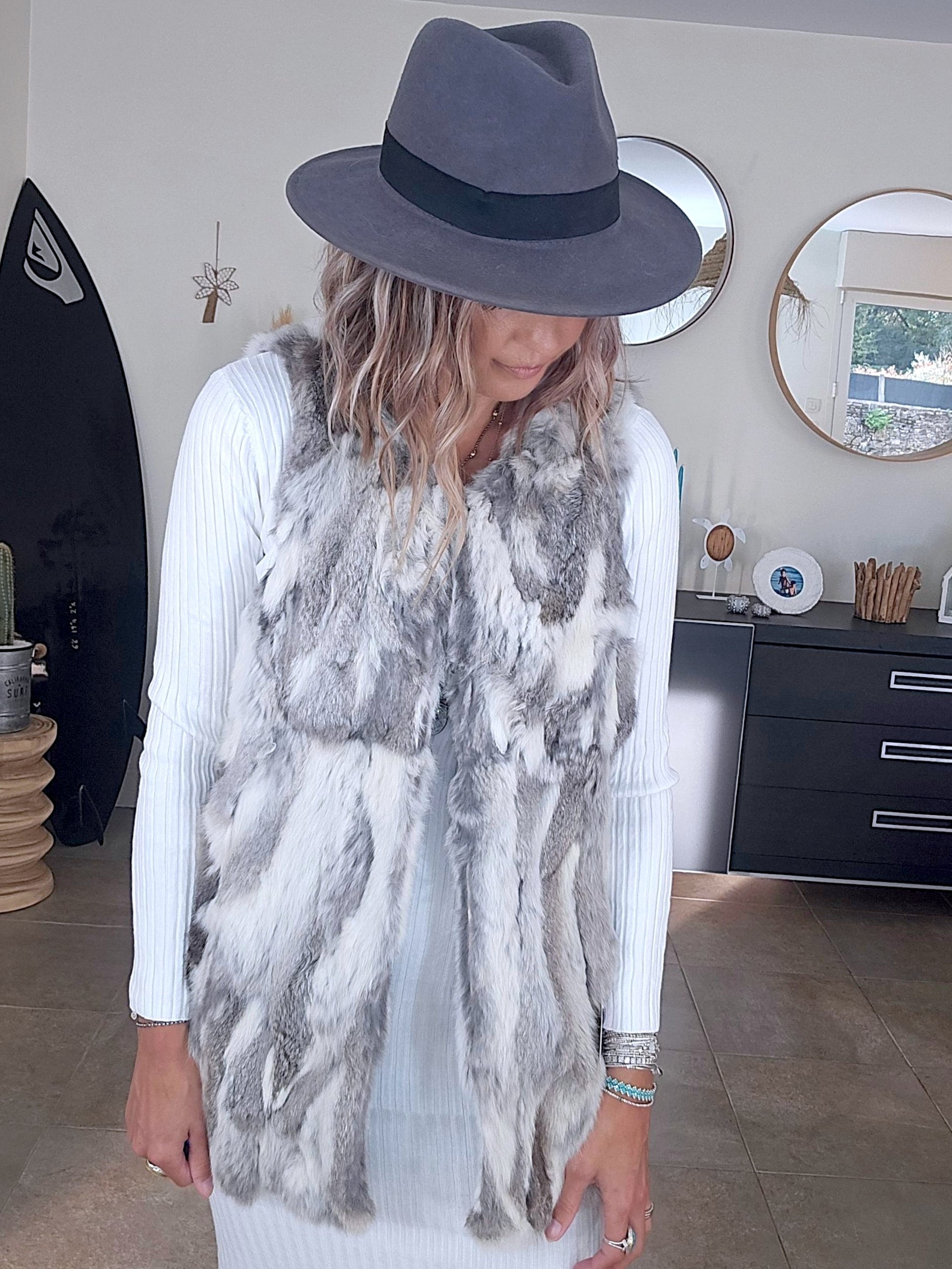 Veste fourrure tie and dye