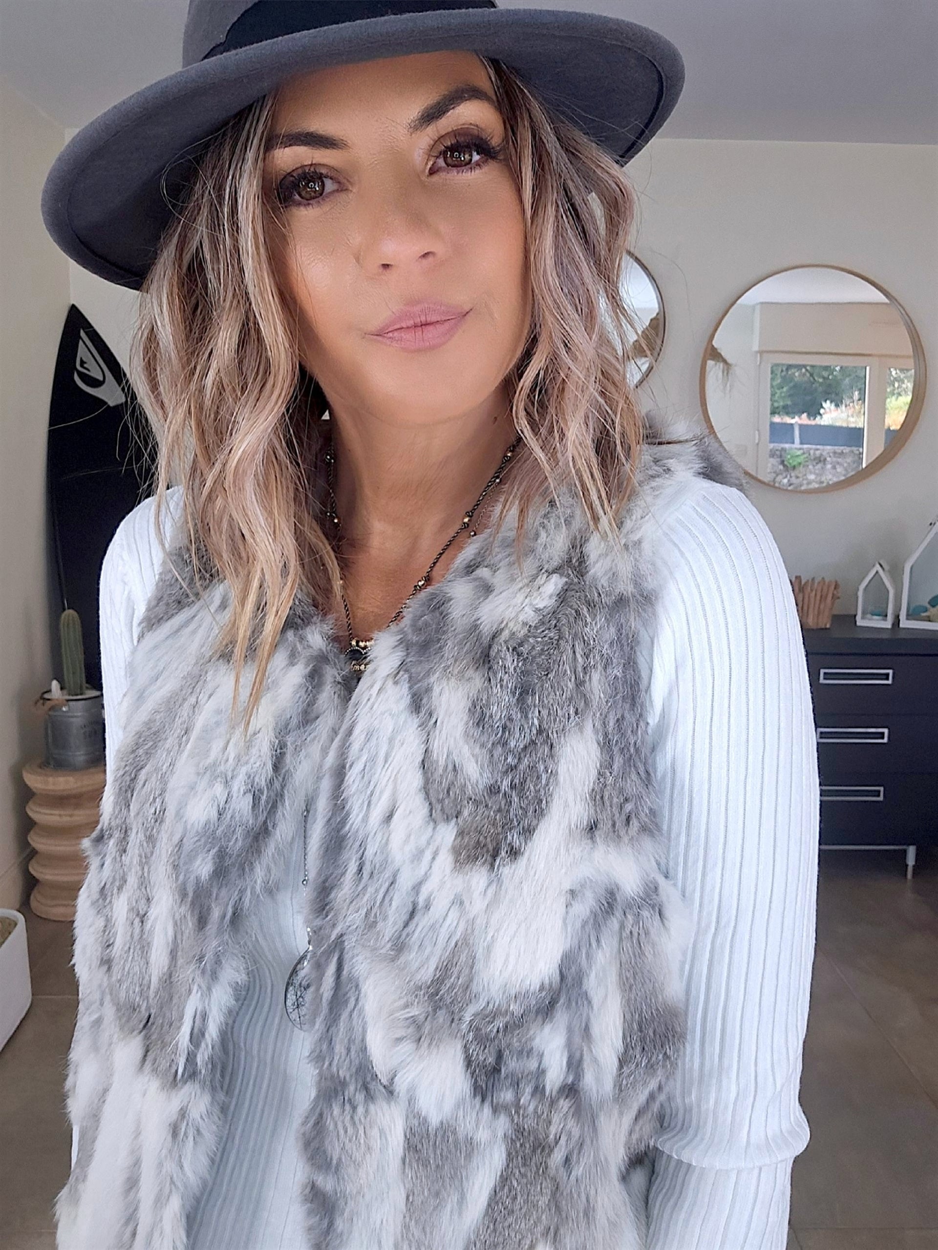 Veste fourrure tie and dye