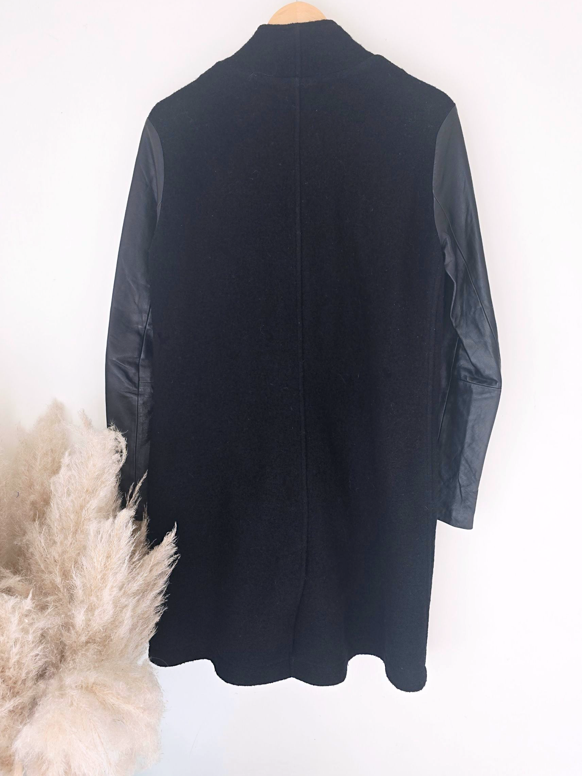 Manteau bouclette &amp; cuir noir