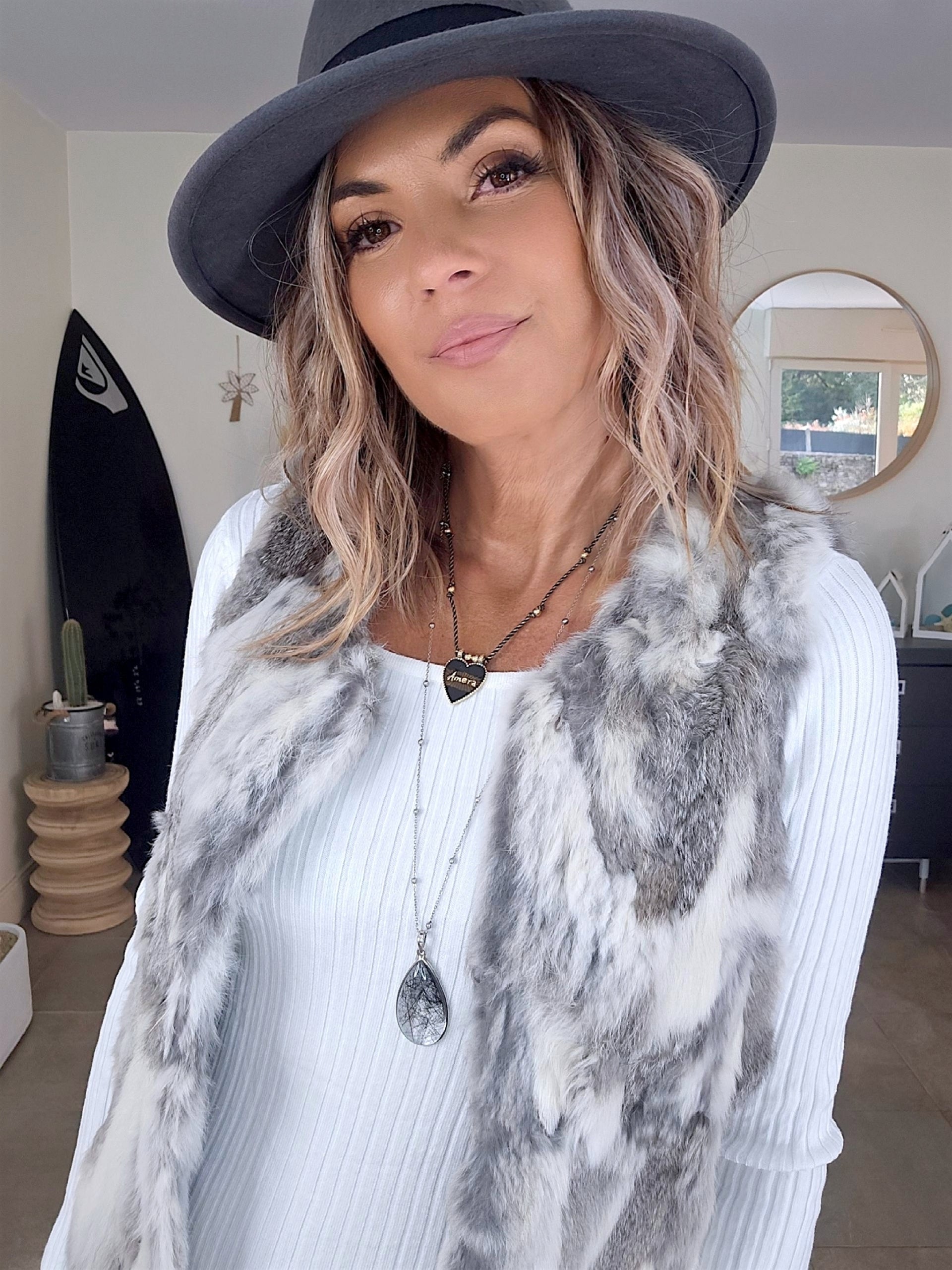 Veste fourrure tie and dye