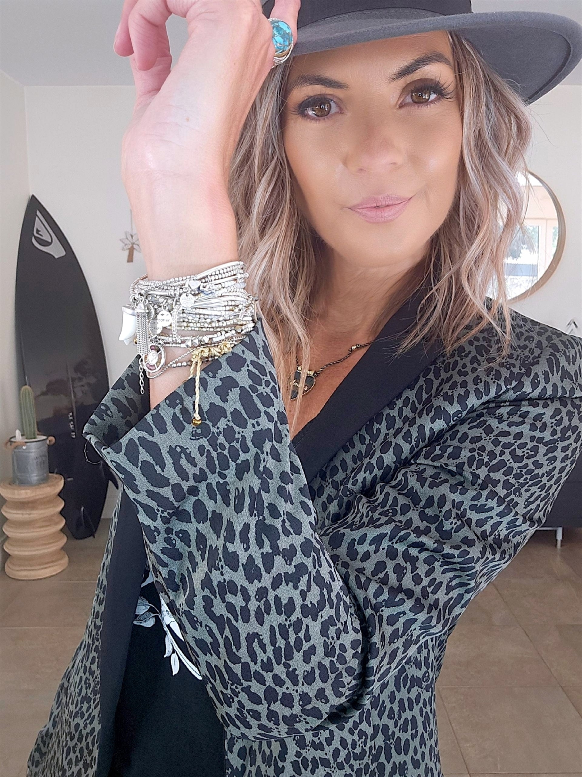 Veste léo kaki-gris