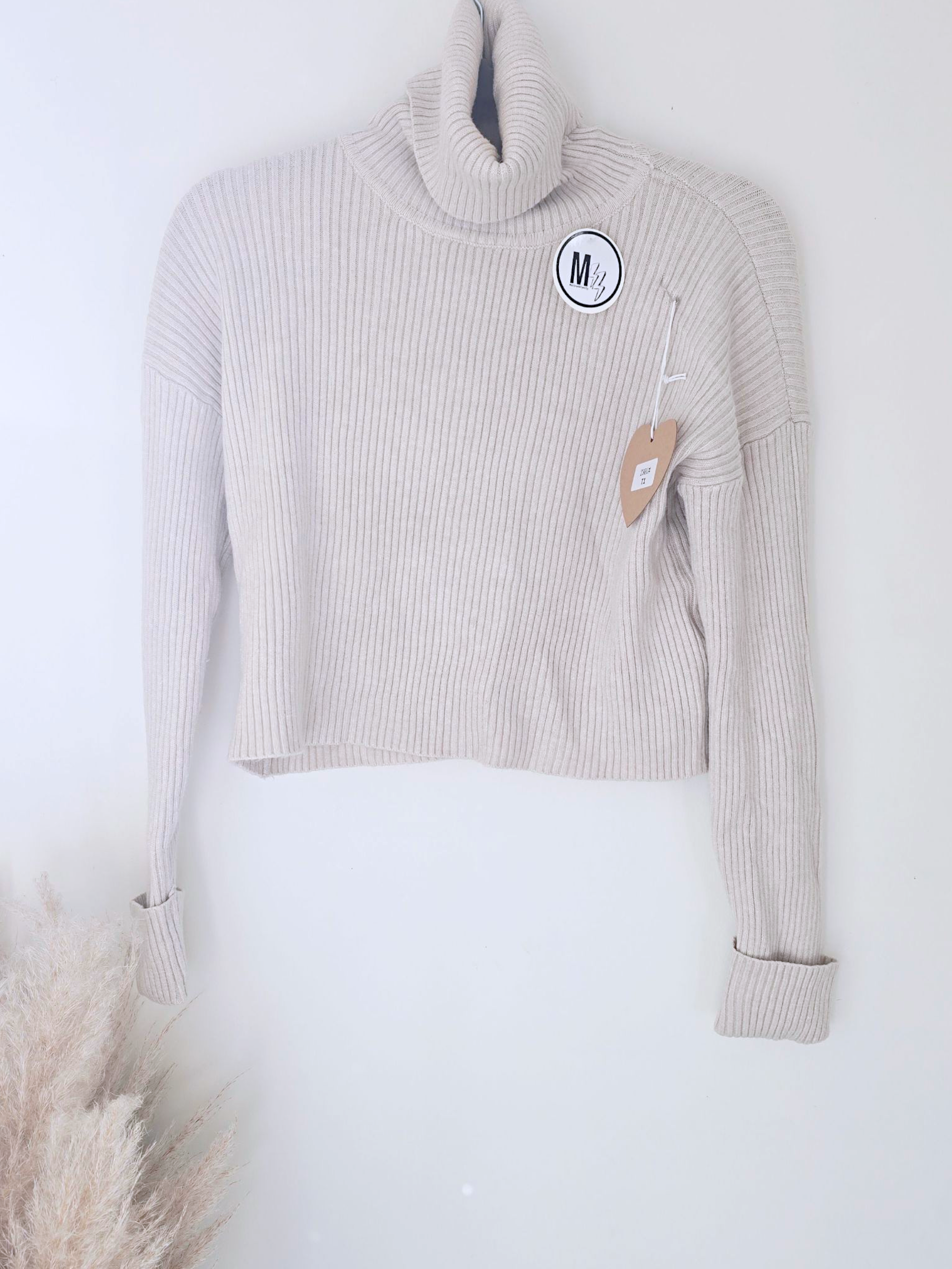 Pull col roulé cachemire beige