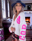 Cardigan smiley fuchsia