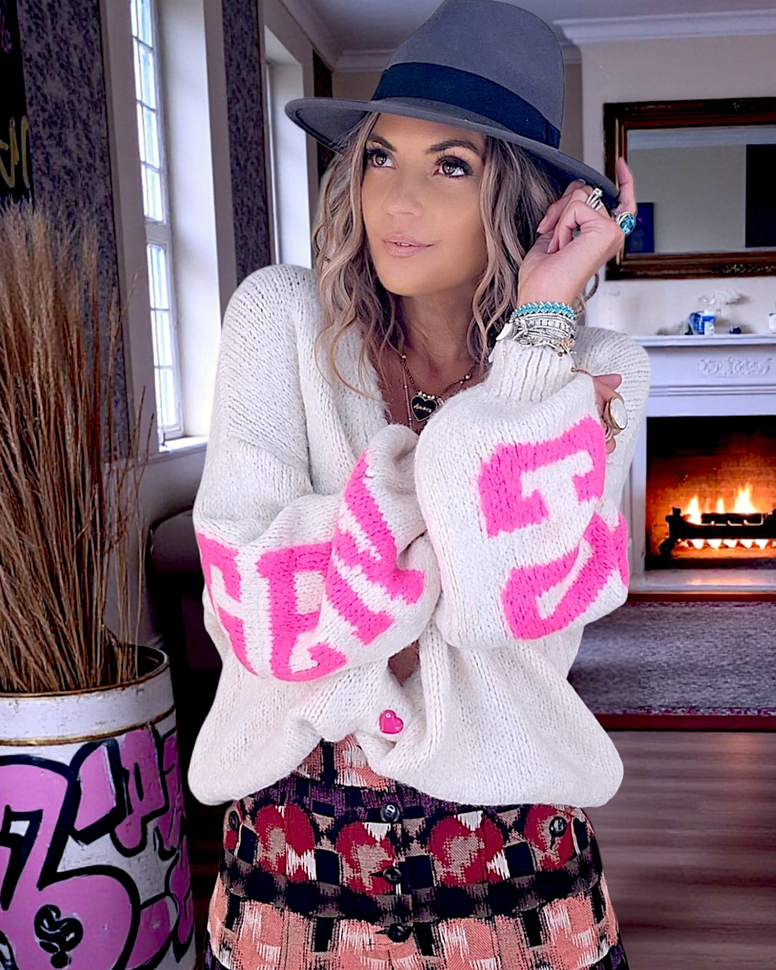 Cardigan smiley fuchsia