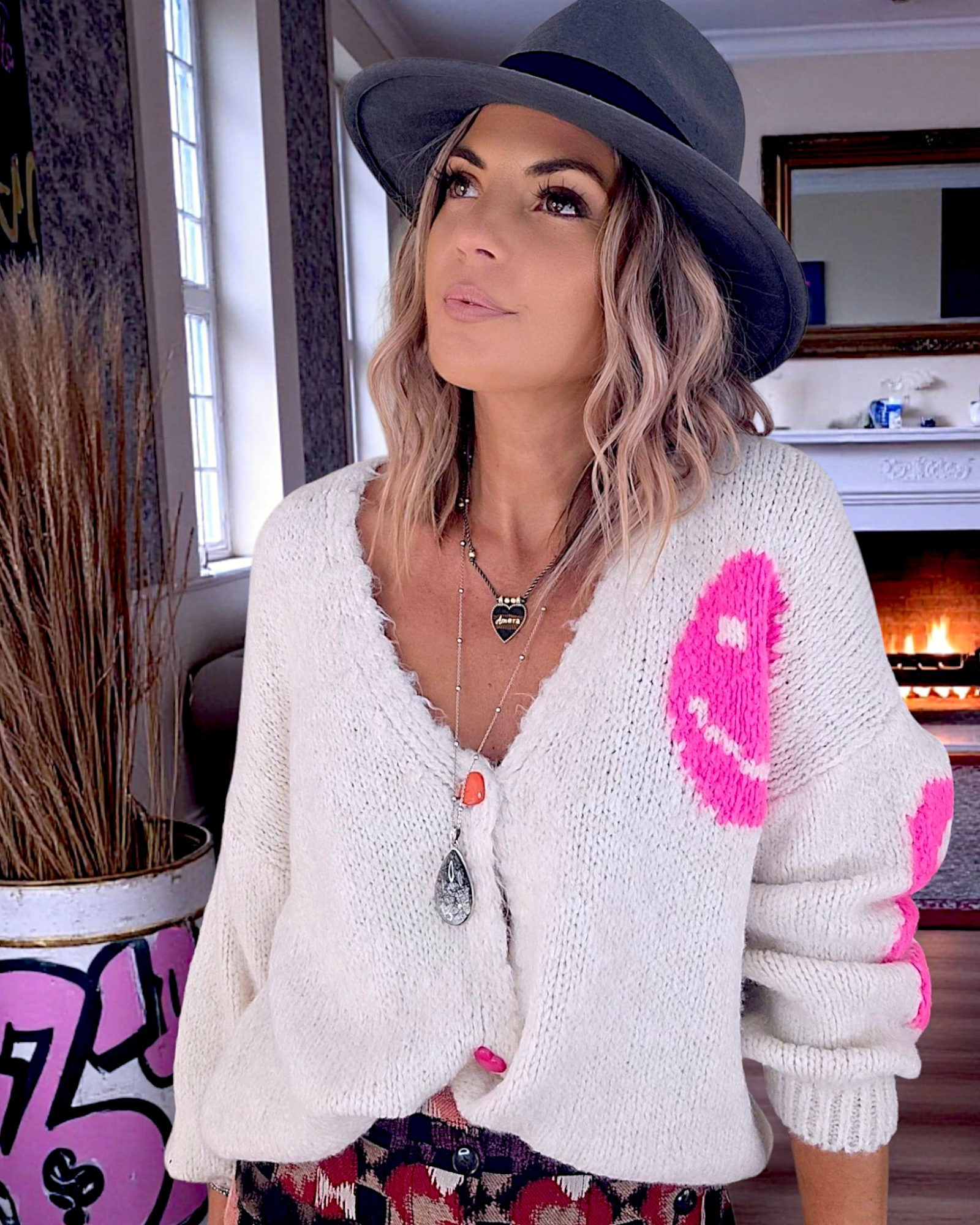 Cardigan smiley fuchsia