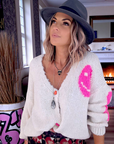 Cardigan smiley fuchsia