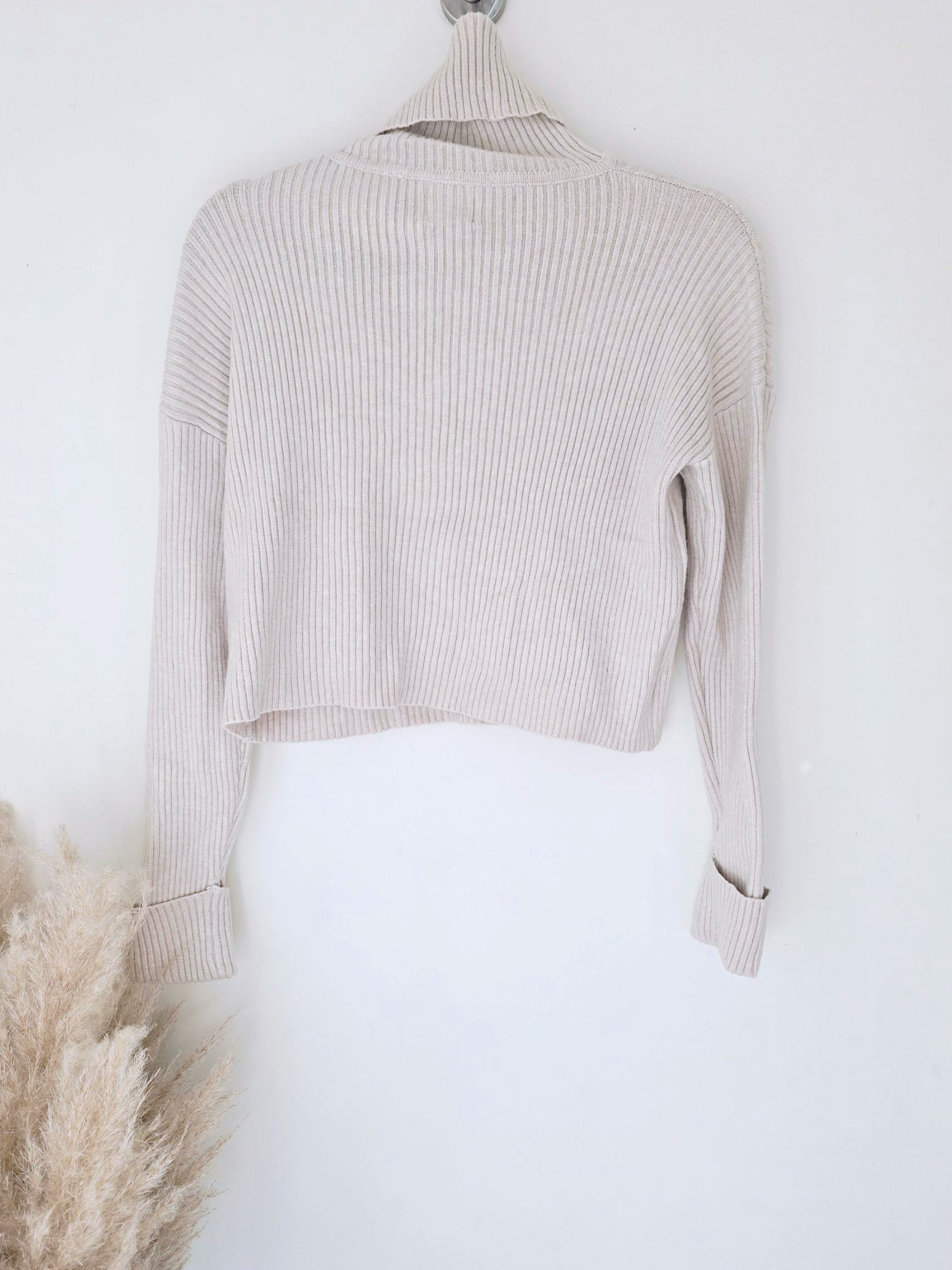 Pull col roulé cachemire beige