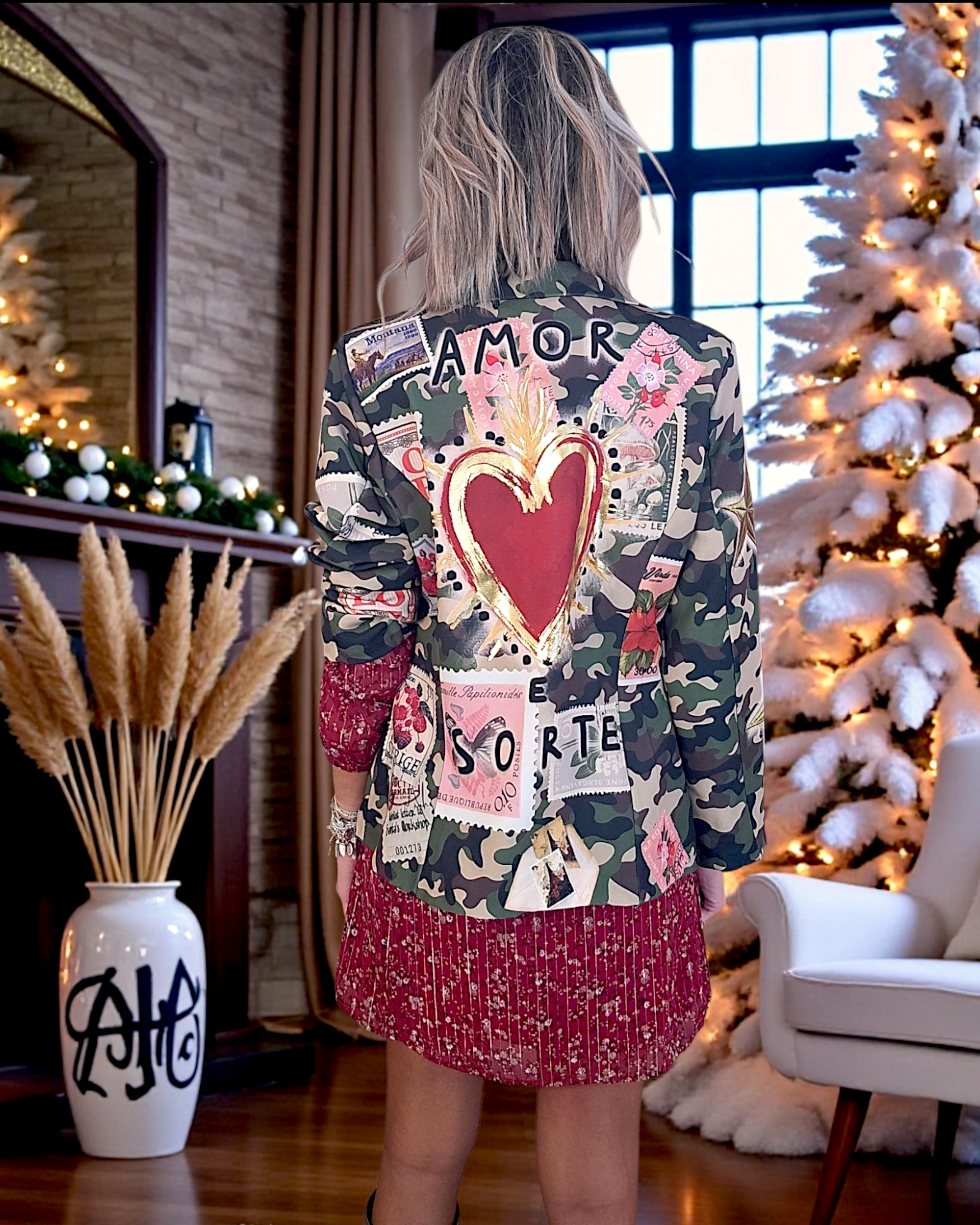 Blazer camouflage à inscriptions - 𝐌𝐚𝐫𝐢𝐧𝐚𝟒𝟒𝐟𝐚𝐦𝐢𝐥𝐲