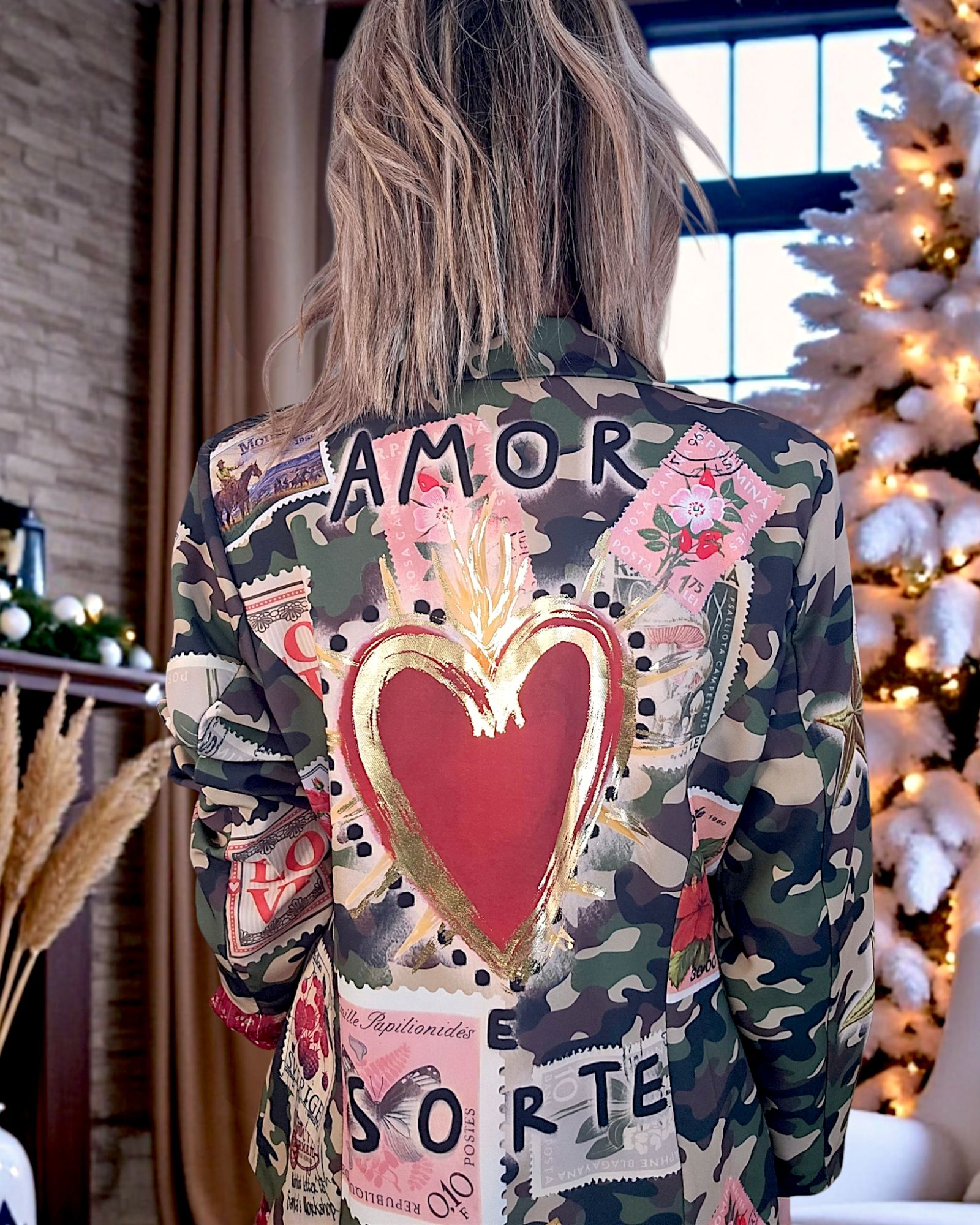 Blazer camouflage à inscriptions - 𝐌𝐚𝐫𝐢𝐧𝐚𝟒𝟒𝐟𝐚𝐦𝐢𝐥𝐲