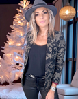 Veste cintrée camouflage à fibres métallisées dorées