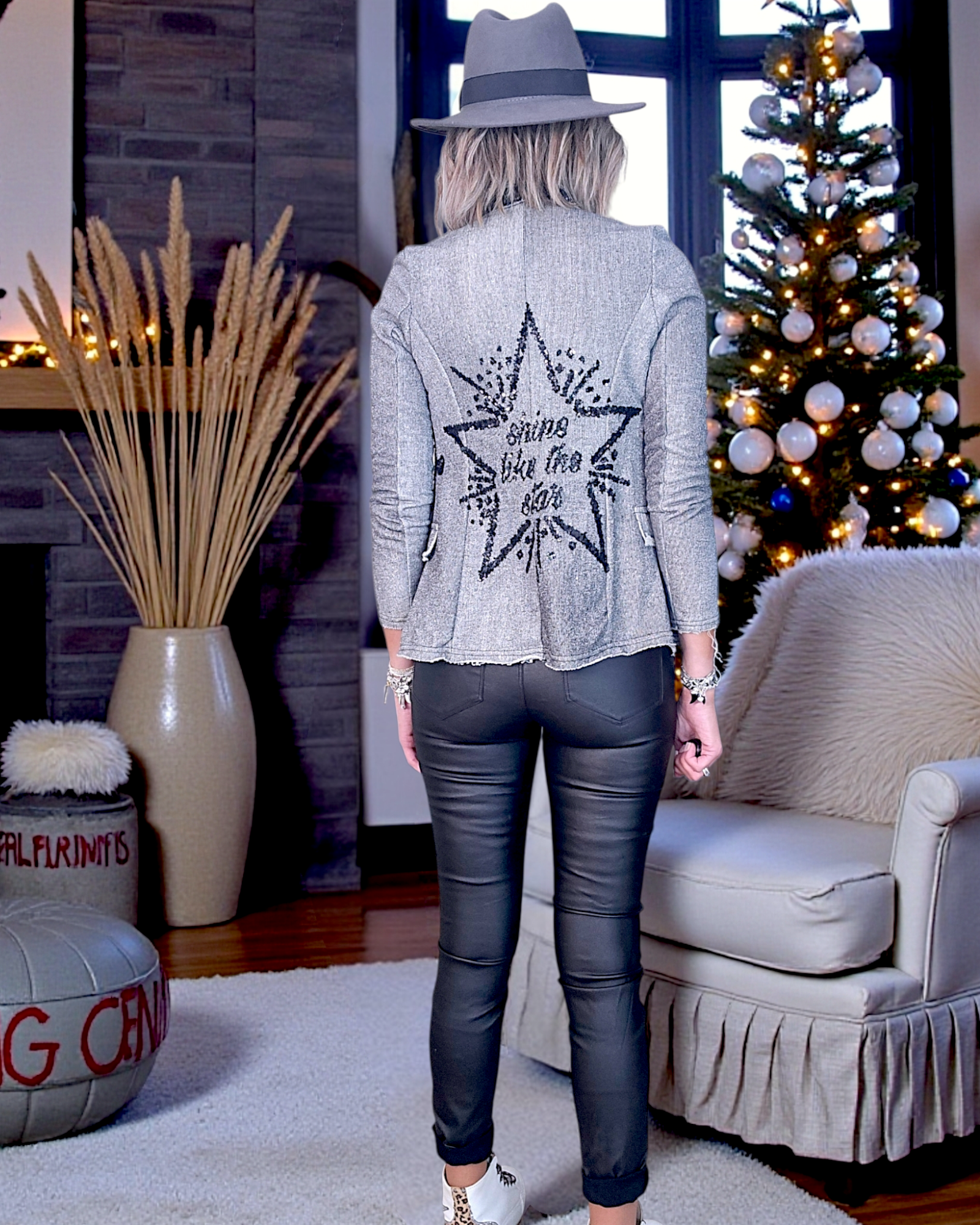 Veste star grise argentée