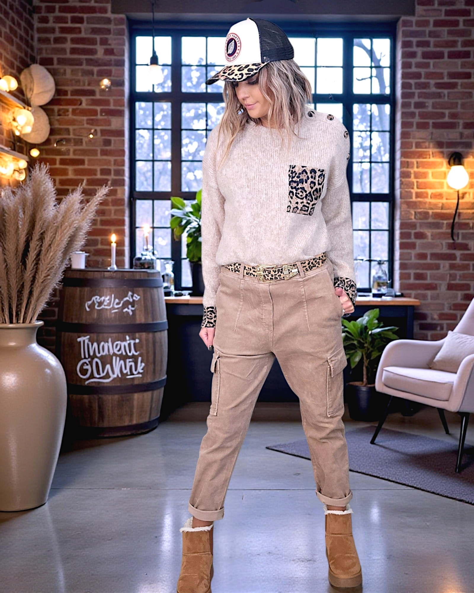 Pull beige à maille chaude