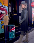 Manteau bouclette & cuir noir