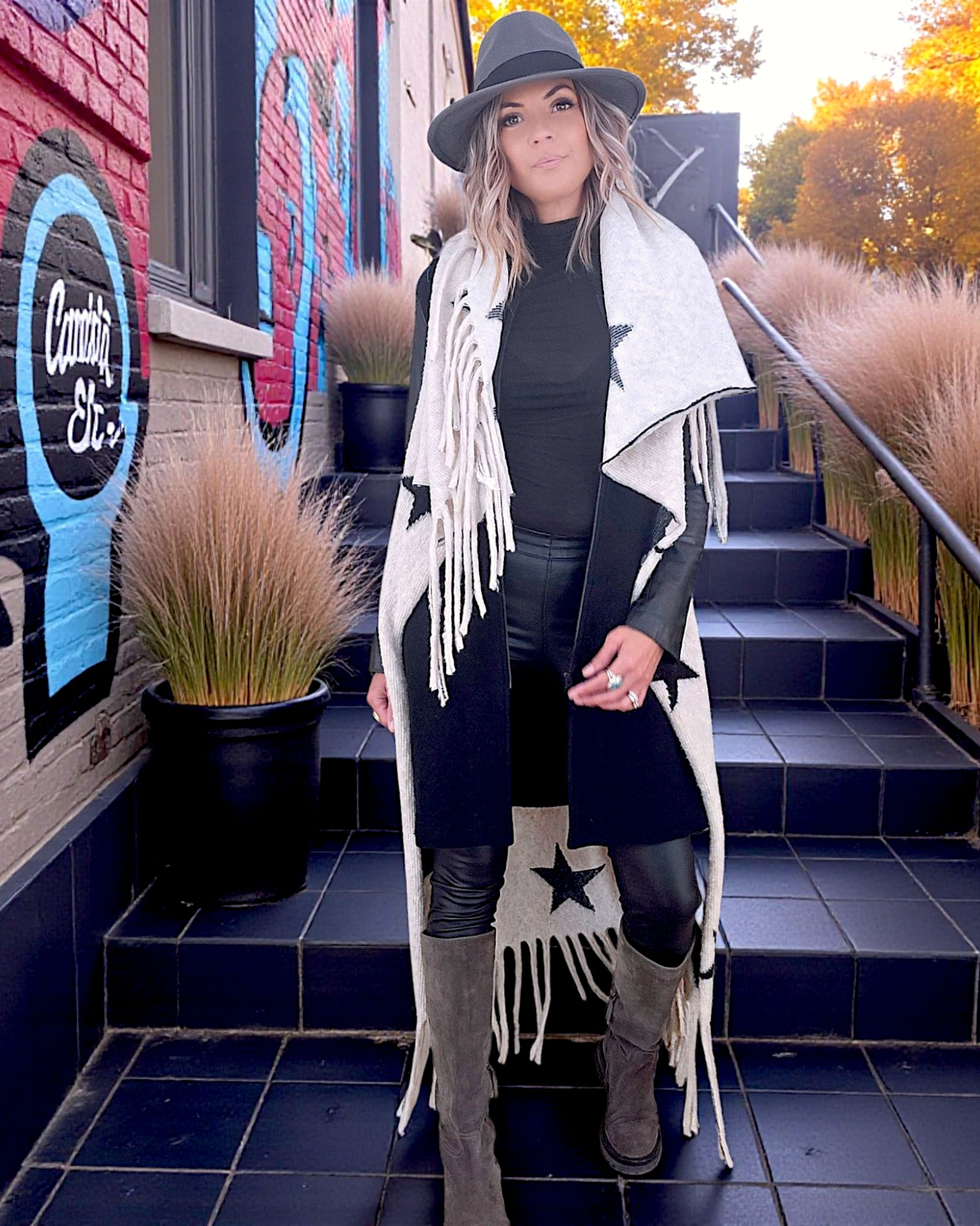 Manteau bouclette &amp; cuir noir