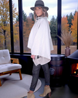 Manteau cape écru chiné