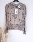 Pull capuche beige marron