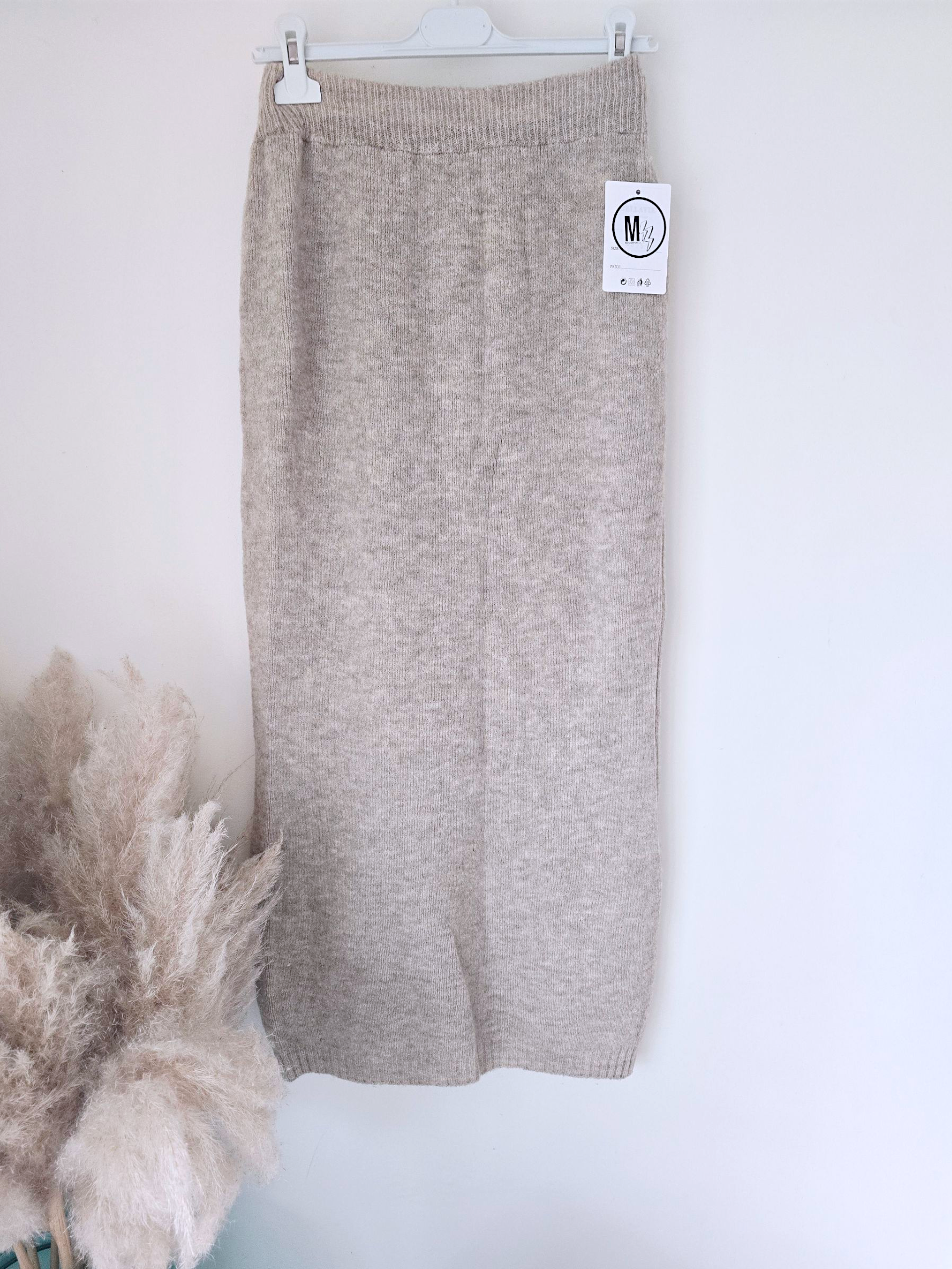 Jupe à maille beige chiné