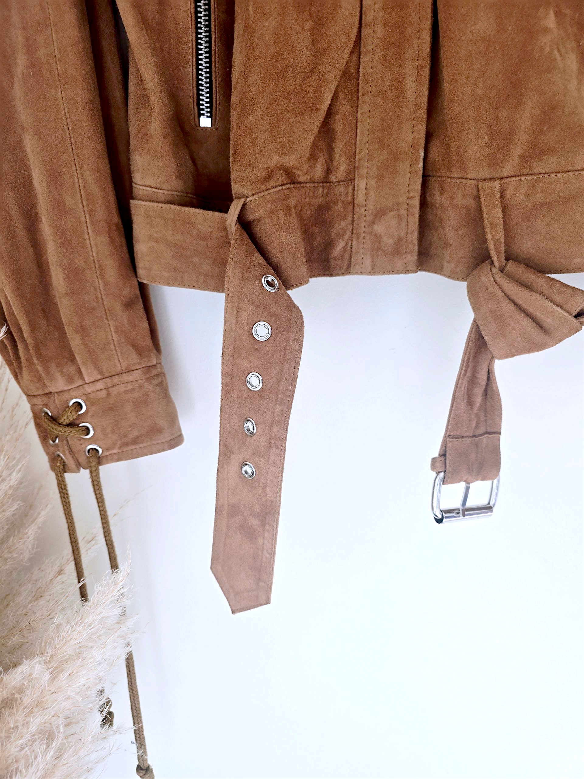 Blouson 100% cuir daim tabac