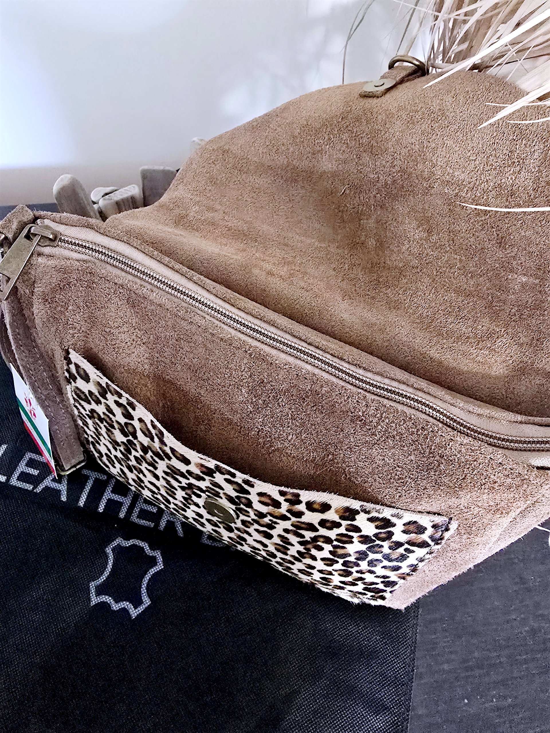 Sac bandoulière taupe 100% cuir