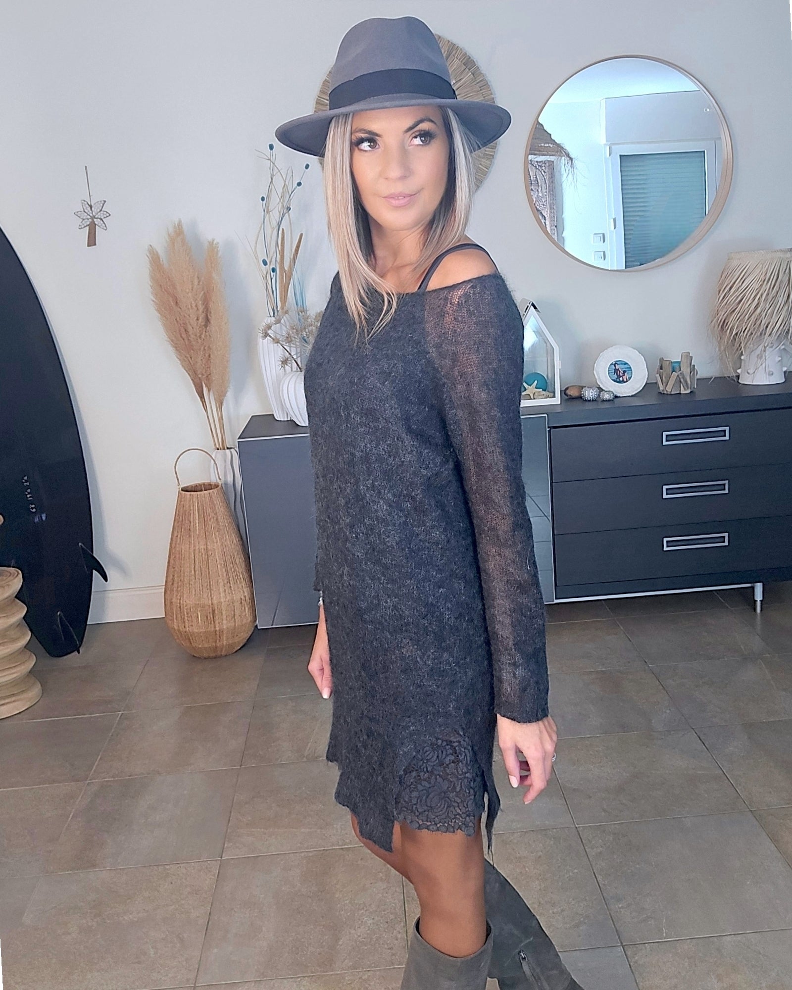 Robe pull gris anthracite