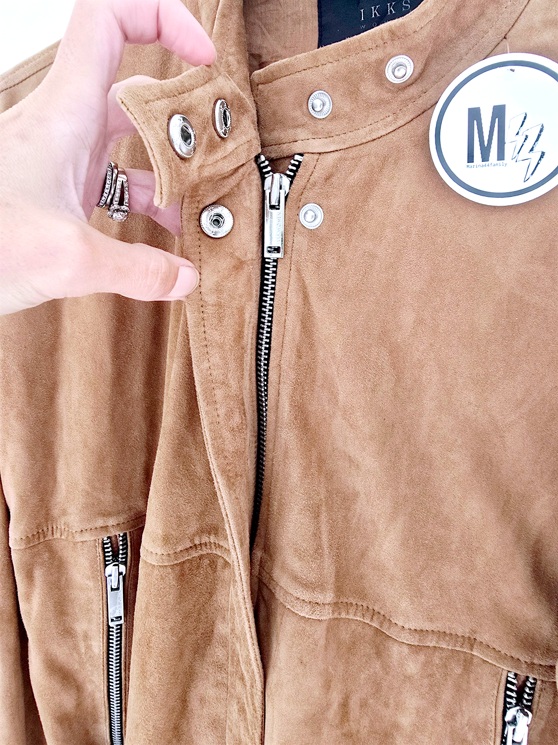 Blouson 100% cuir daim tabac