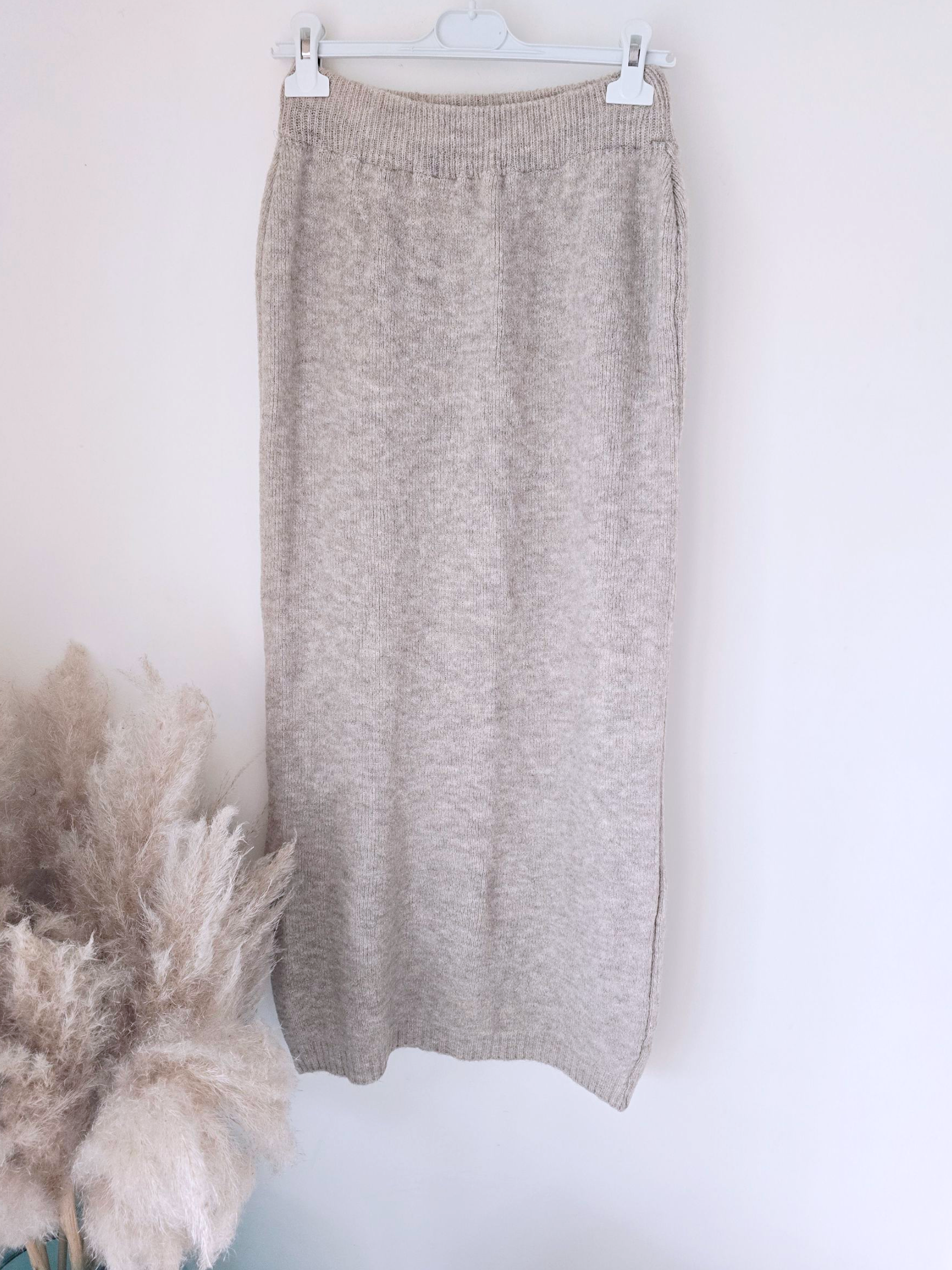 Jupe à maille beige chiné