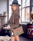 Sac bandoulière taupe 100% cuir