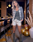 Veste cintrée esprit militaire avec strass