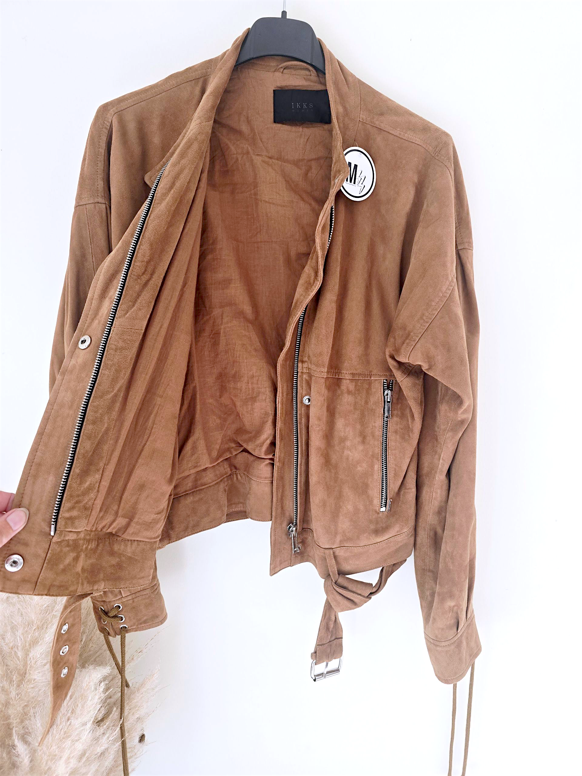 Blouson 100% cuir daim tabac