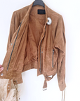 Blouson 100% cuir daim tabac