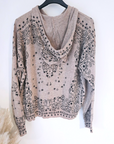 Pull capuche beige marron