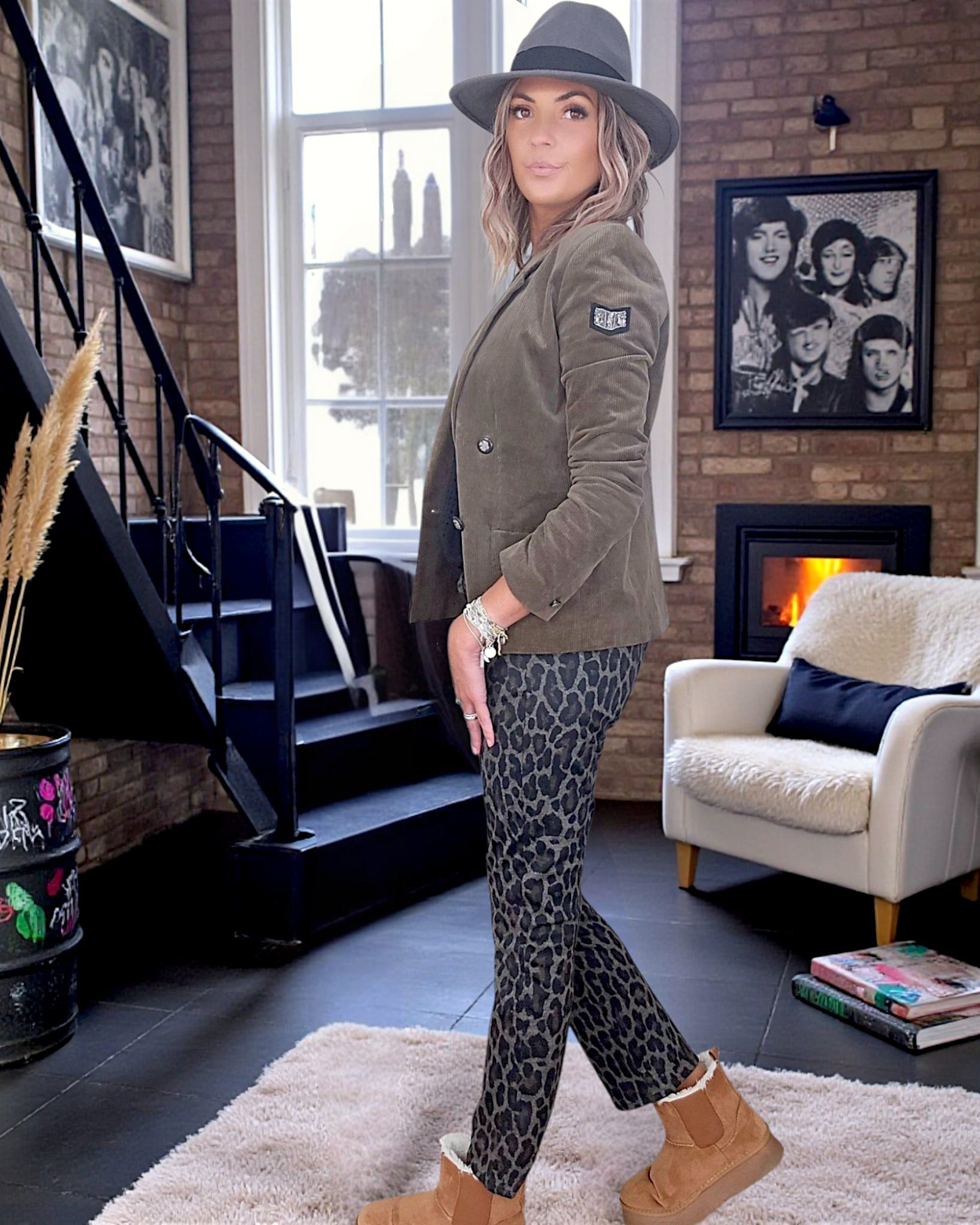 Pantalon léopard kaki