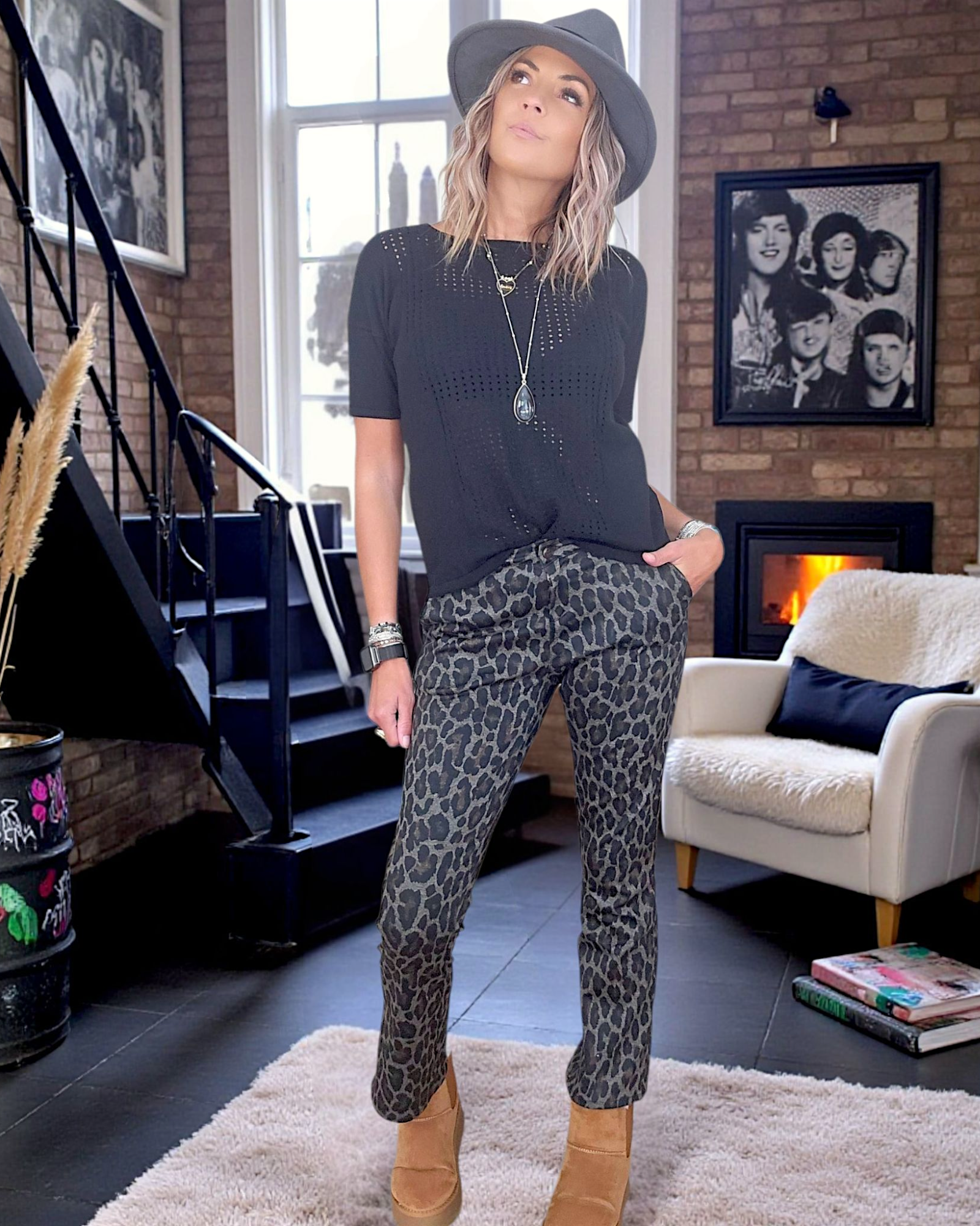 Pantalon léopard kaki