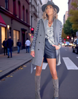 Manteau chevron et léopard gris