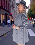 Manteau chevron et léopard gris