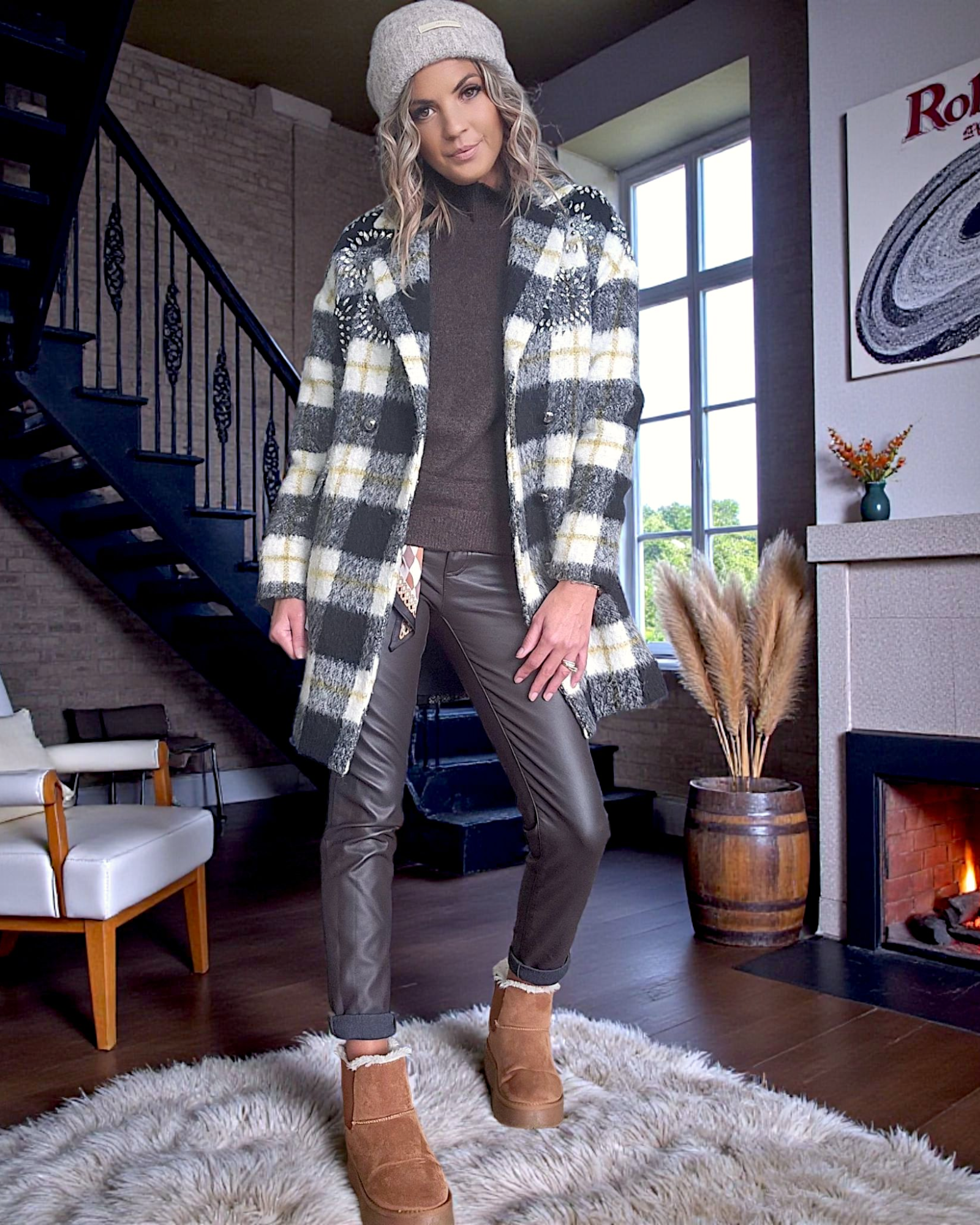 Bonnet chaud beige chiné