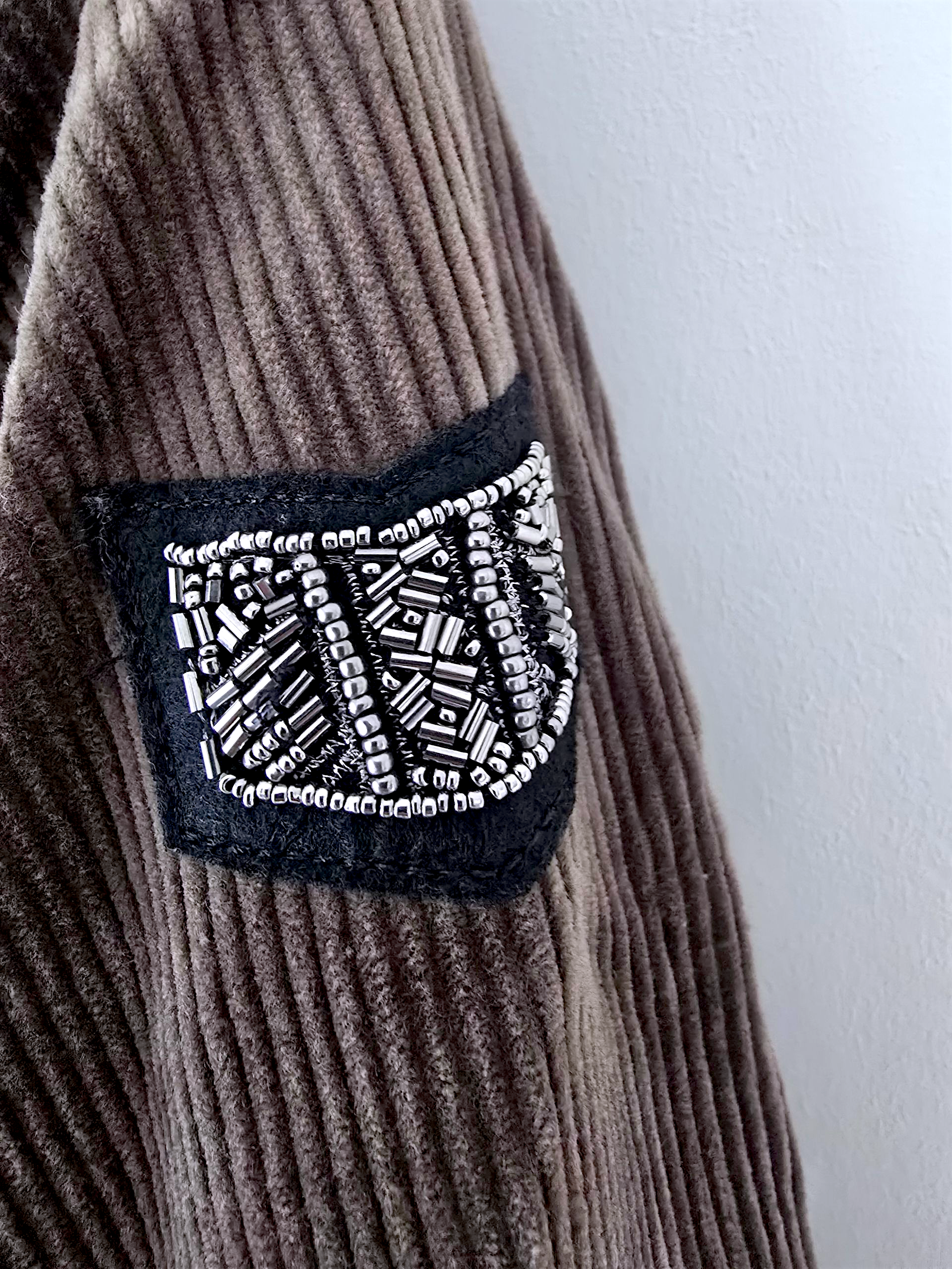 Blazer velours kaki-marron