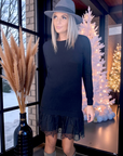 Robe noire maille pull à superposition léopard - 𝐌𝐚𝐫𝐢𝐧𝐚𝟒𝟒𝐟𝐚𝐦𝐢𝐥𝐲