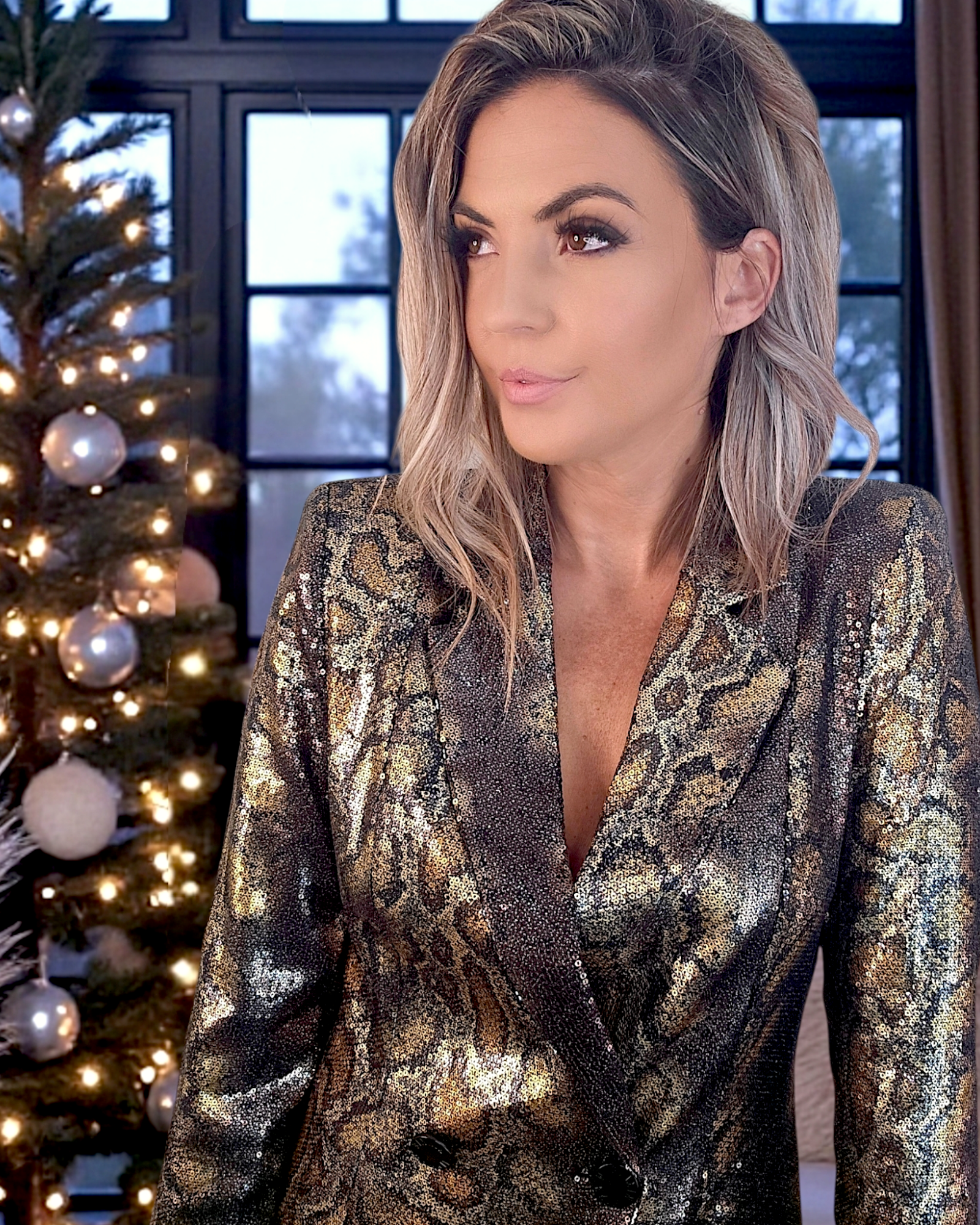 Robe smoking imprimé python à sequins