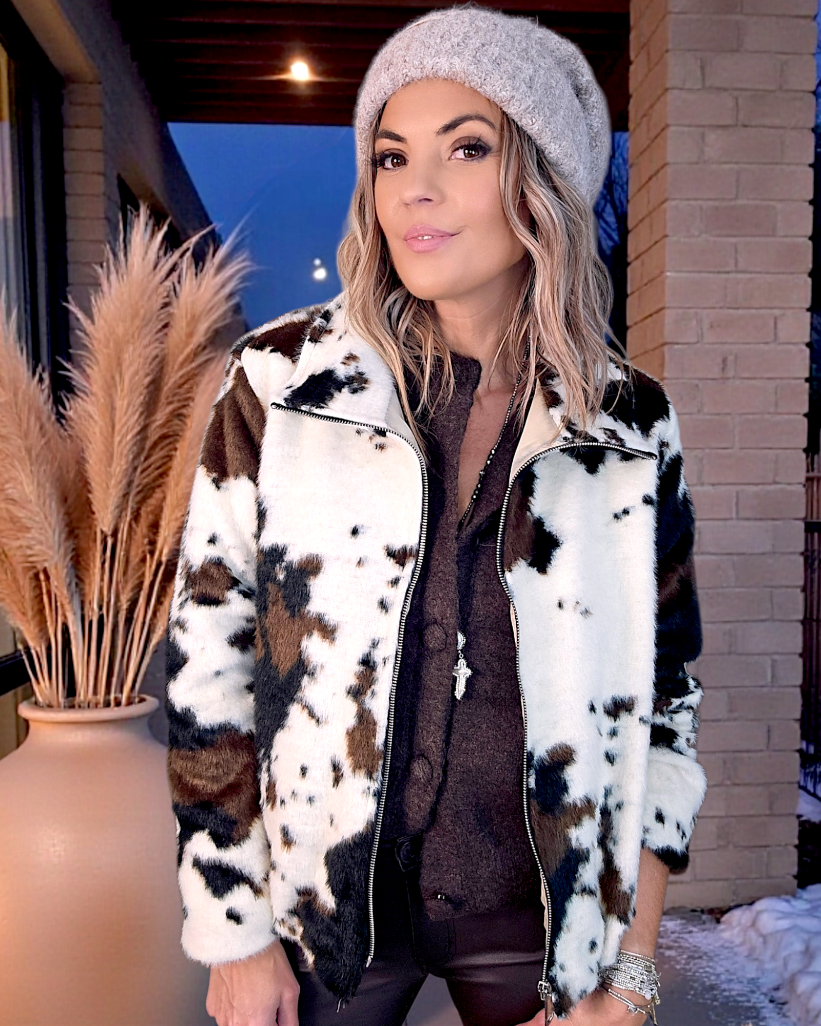 Bomber poilu à imprimé animal