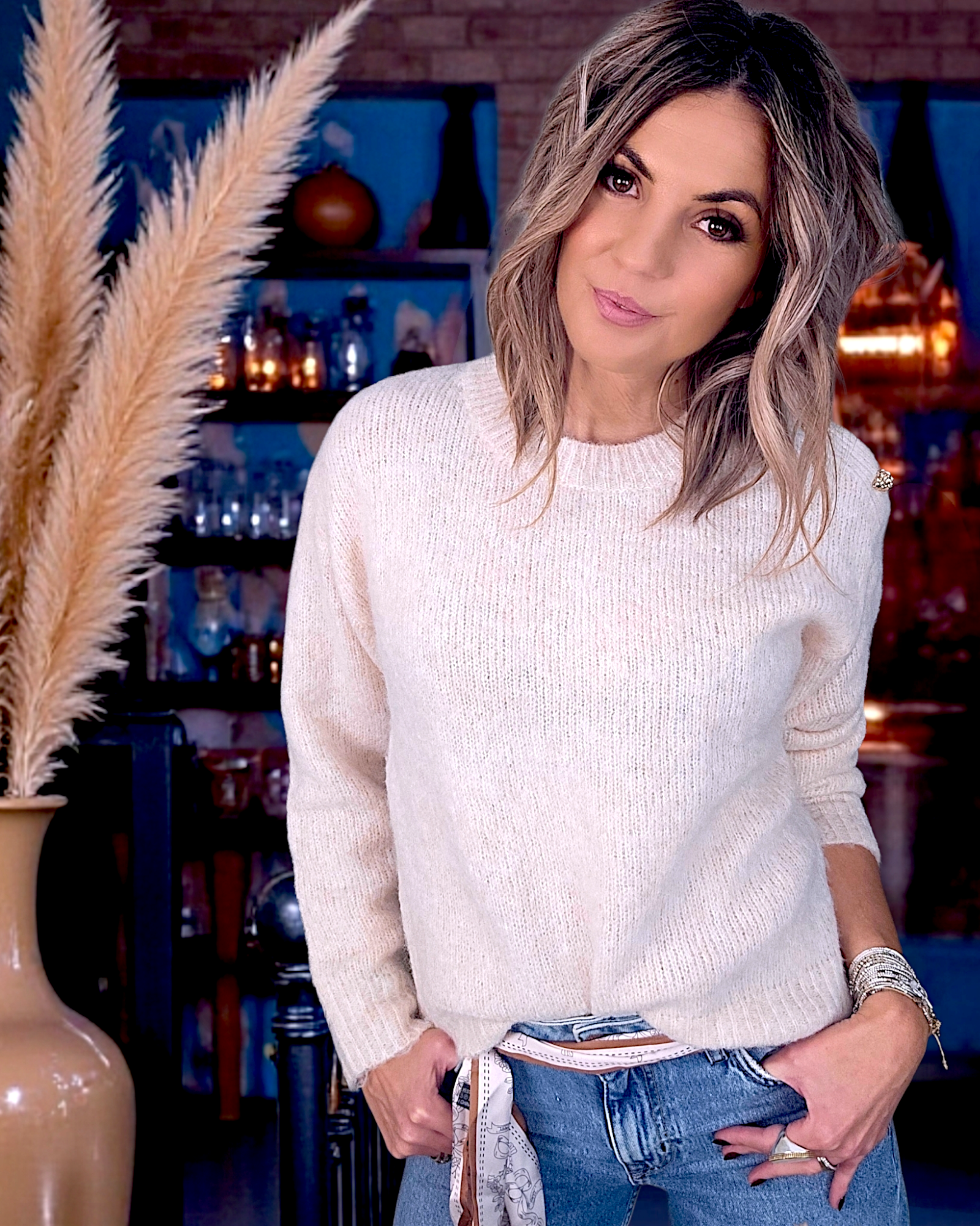 Pull beige à maille chaude