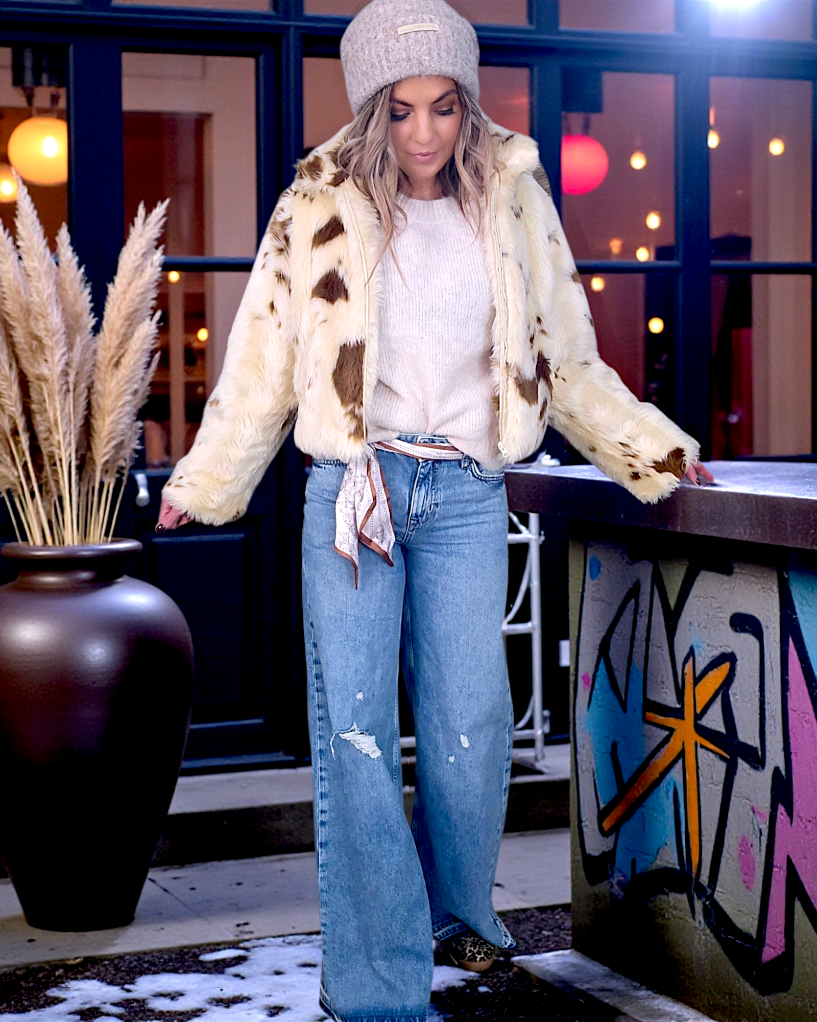 Pull beige à maille chaude