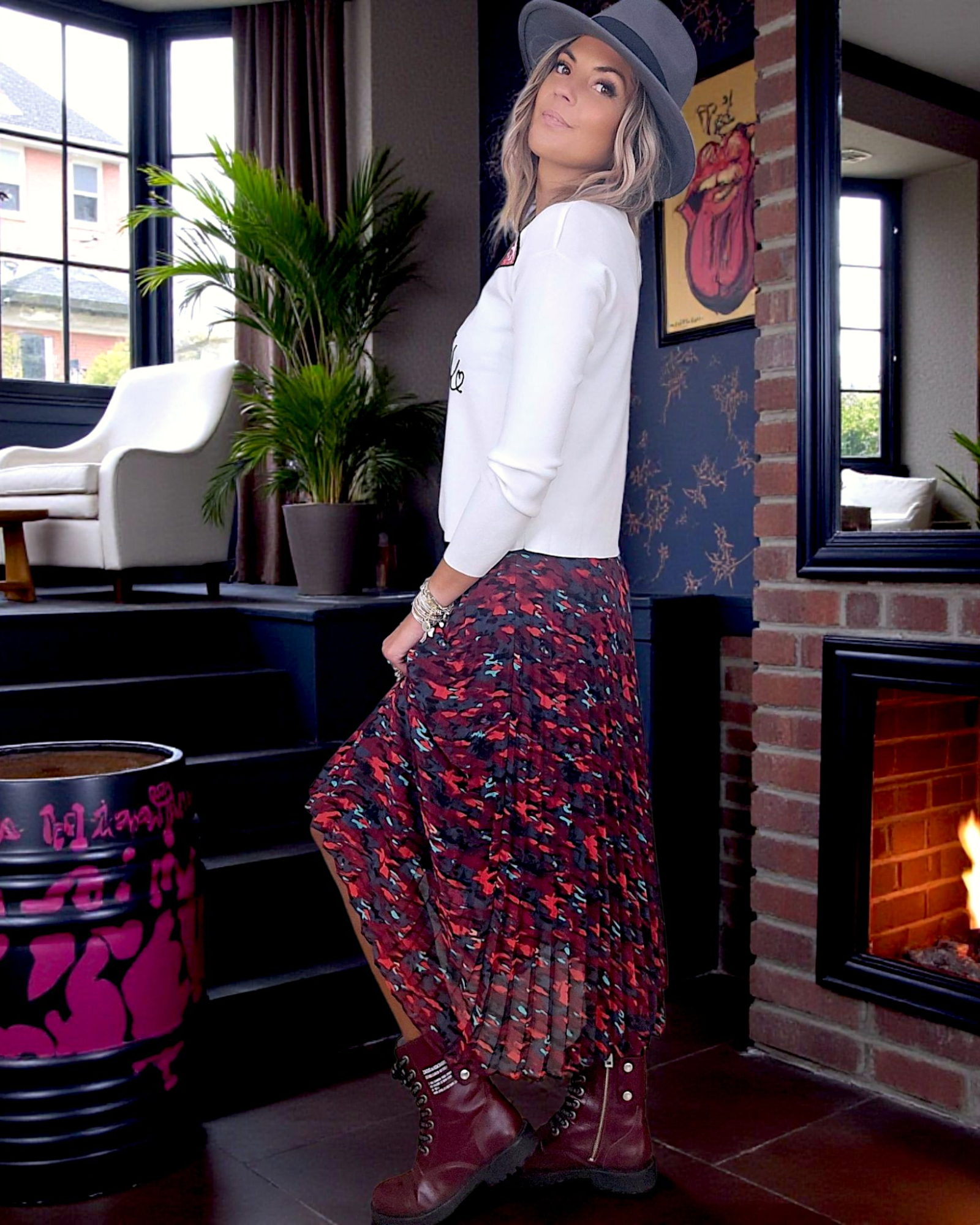 Jupe camouflage bordeaux