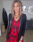 Veste rock-chic laine et cuir
