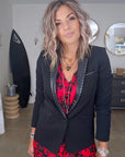 Veste rock-chic laine et cuir