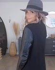 Manteau bouclette & cuir noir