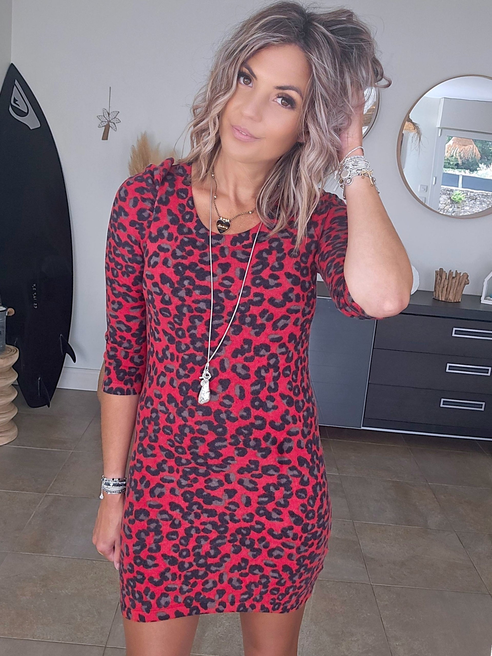 Robe pull léopard